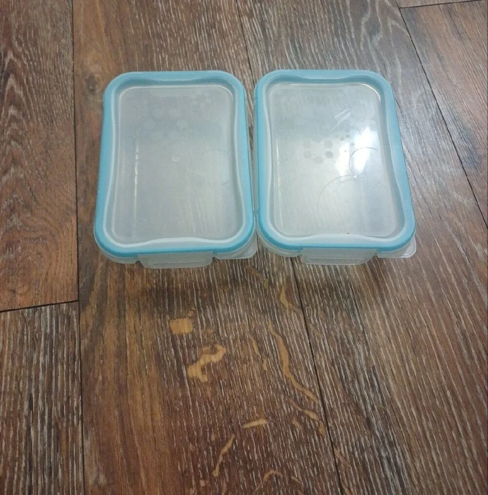 Glass Food Storage Containers Set with Blue and Pink Lids